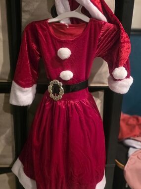 Kids Red Santa Dress Costume with Hat